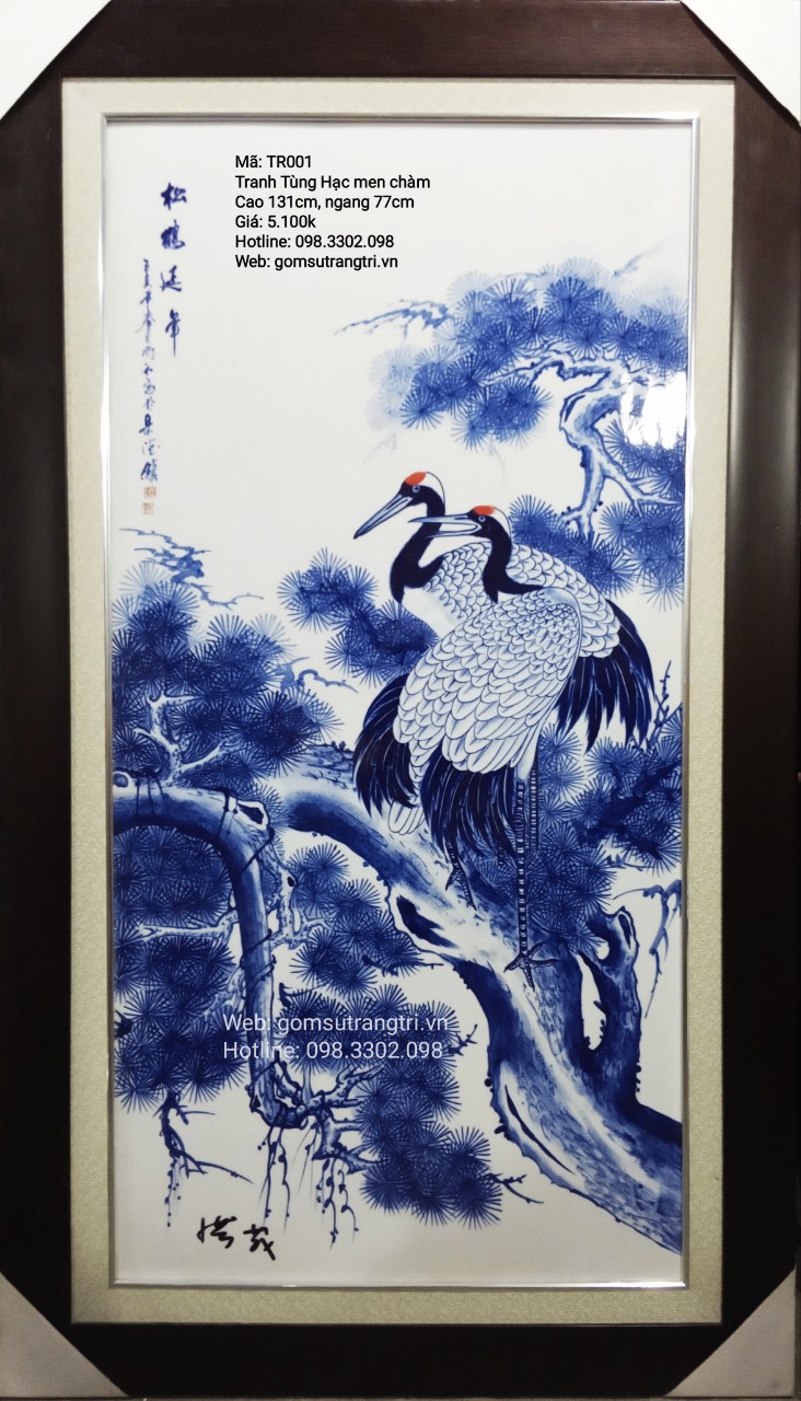 Tranh Tùng Hạc men chàm